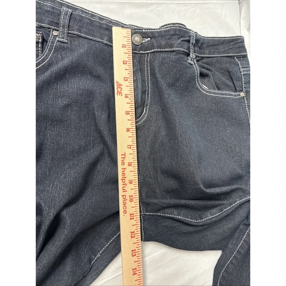Qias Stitch - Jeans Women's Size 20 Black Denim Straight Leg Embroidery 40x30